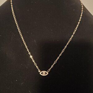 Gold Tone Evil Eye Necklace - 20 inches